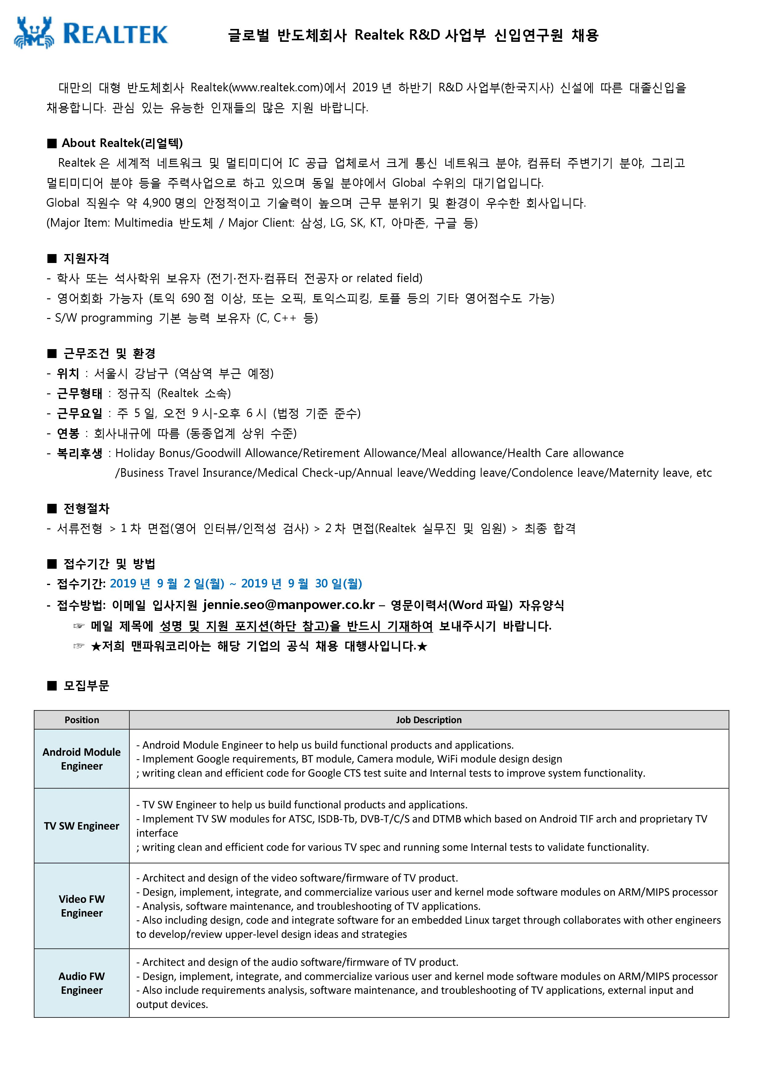 커뮤니티 - Realtek(리얼텍)공고